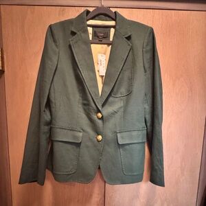 NWT J Crew Linen Schoolboy Blazer w/brass buttons sz 10